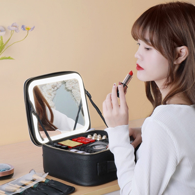 Travel Makeup Organizer with Mirror